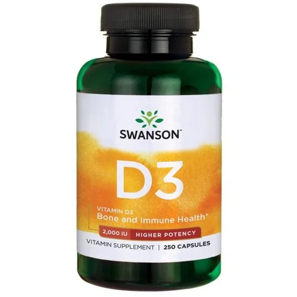 Swanson D3, witamina D 2000 IU, 250 kapsułek