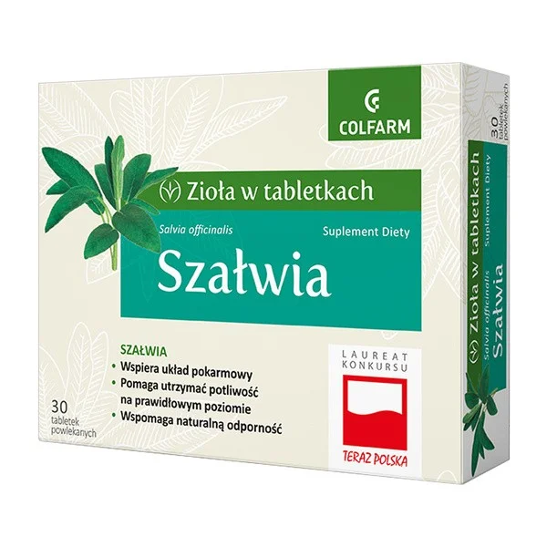 Zioła w tabletkach Szałwia, 30 tabletek powlekanych