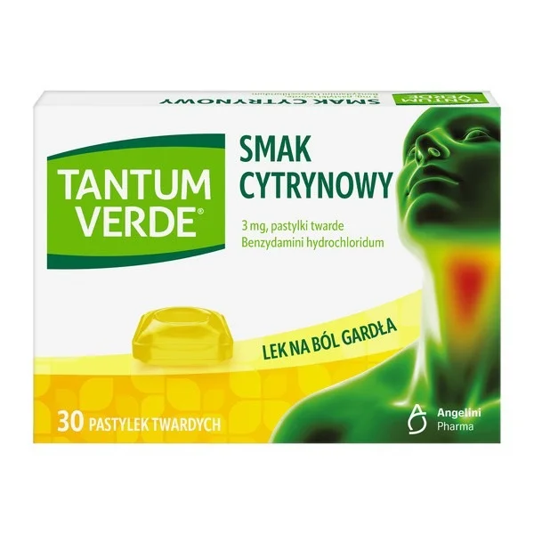 Tantum Verde 3 mg, smak cytrynowy, 30 pastylek twardych