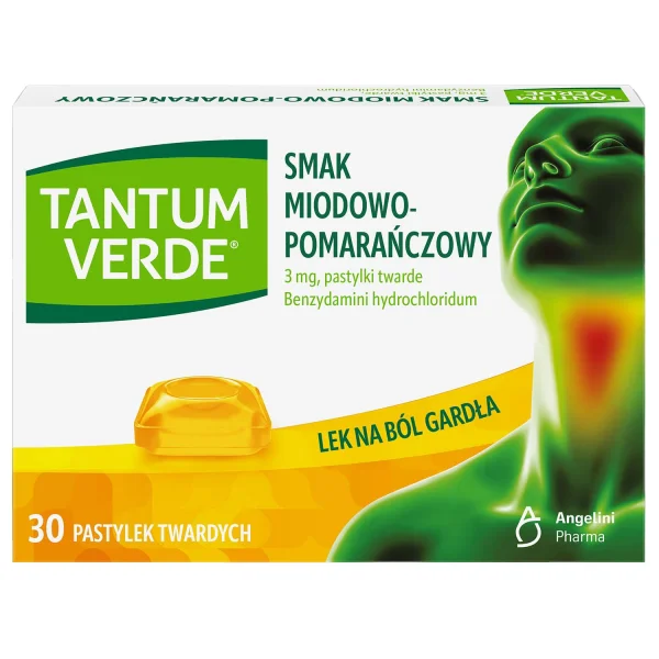 Tantum Verde 3 mg, smak miodowo-pomarańczowy, 30 pastylek twardych