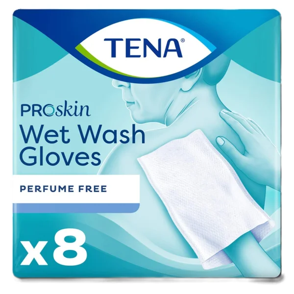 Tena ProSkin Wet Wash Gloves, nawilżane myjki higieniczne, 8 sztuk