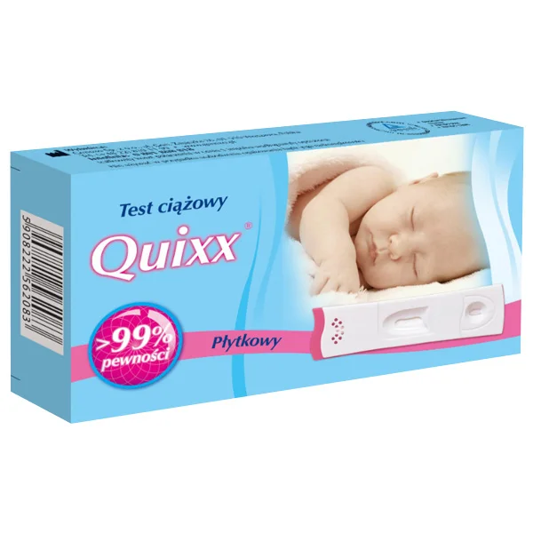 Quixx, test ciążowy hCG płytkowy, czuły 25mIU/ml, 1 sztuka