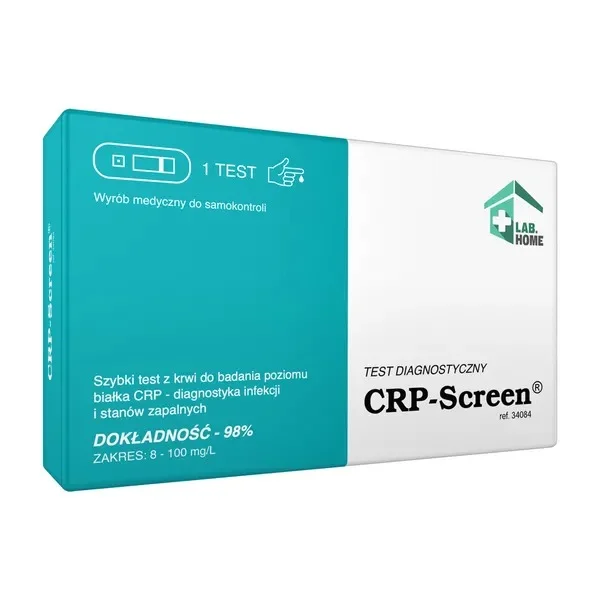 CRP-Screen, ultraczuły (8-100 mg/L) test CRP z krwi, 1 sztuka LabHome