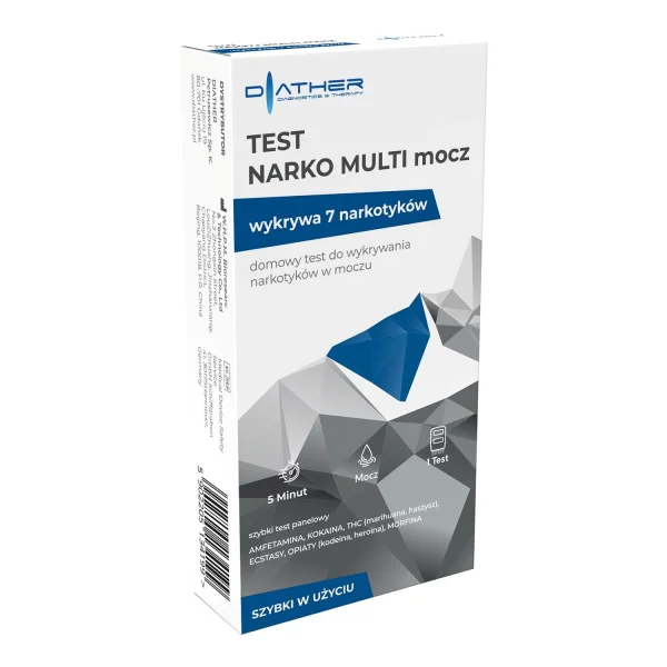 Diather Test Narko Multi Mocz, szybki test panelowy do wykrywania narkotyków w moczu, 1 sztuka