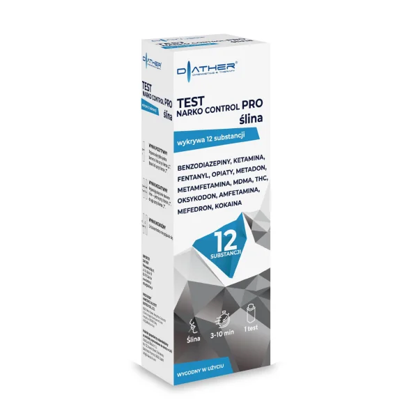 Diather, Test na wykrywanie narkotyków ze śliny, Narko Control Pro, wykrywa 12 substancji, 1 sztuka