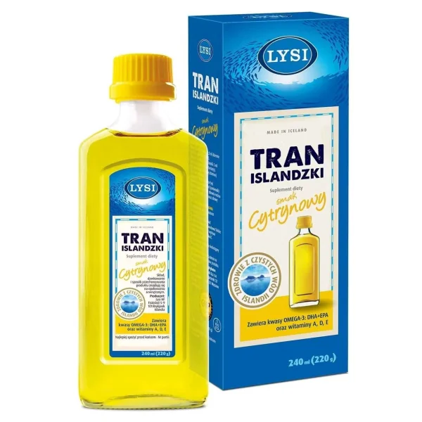 Lysi Tran islandzki, smak cytrynowy, 240 ml