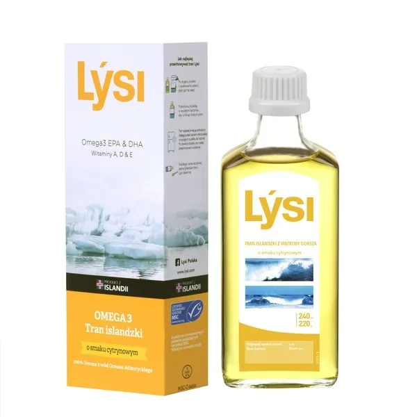 Lysi Tran islandzki, smak cytrynowy, 240 ml