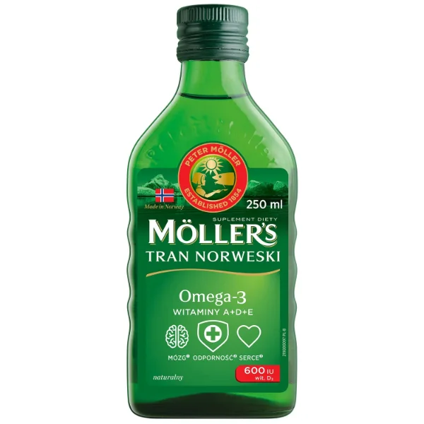 Moller's Tran Norweski, powyżej 3 lat, smak naturalny, 250 ml