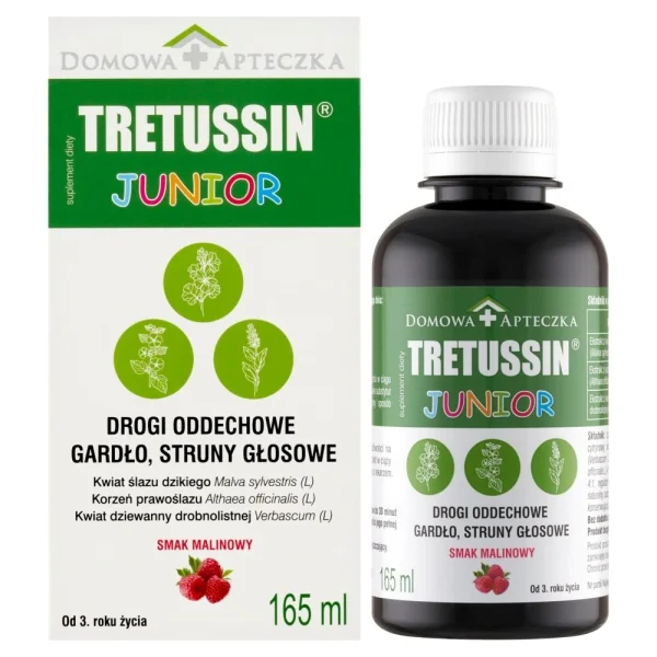 Tretussin Junior, od 3 lat, smak malinowy, 165 ml