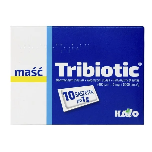 Tribiotic (5 mg + 0,833 mg + 0,01 g)/g, maść, 1 g x 10 saszetek