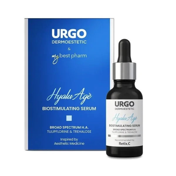 Urgo Dermoestetic Hyalu Age, Biostymulujące serum do twarzy, szyi i dekoltu, 28 ml
