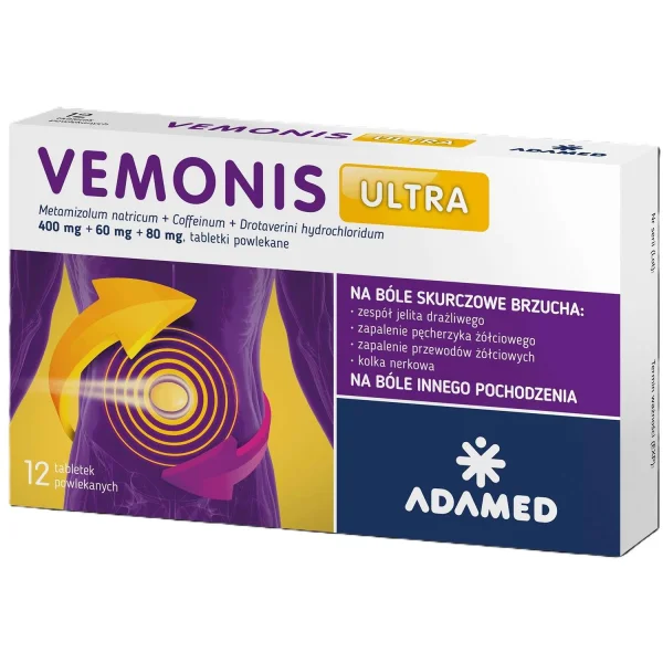 Vemonis Ultra 400 mg + 60 mg + 80 mg, 12 tabletek