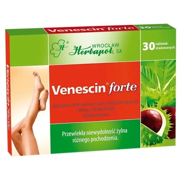 Venescin forte 100 mg + 60 mg, 30 tabletek drażowanych