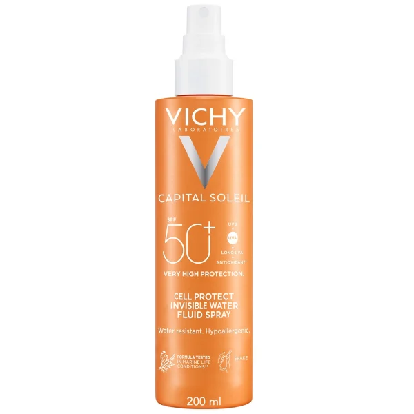 Vichy Capital Soleil Cell Protect, spray ochronny do twarzy i ciała, SPF 50+, 200 ml