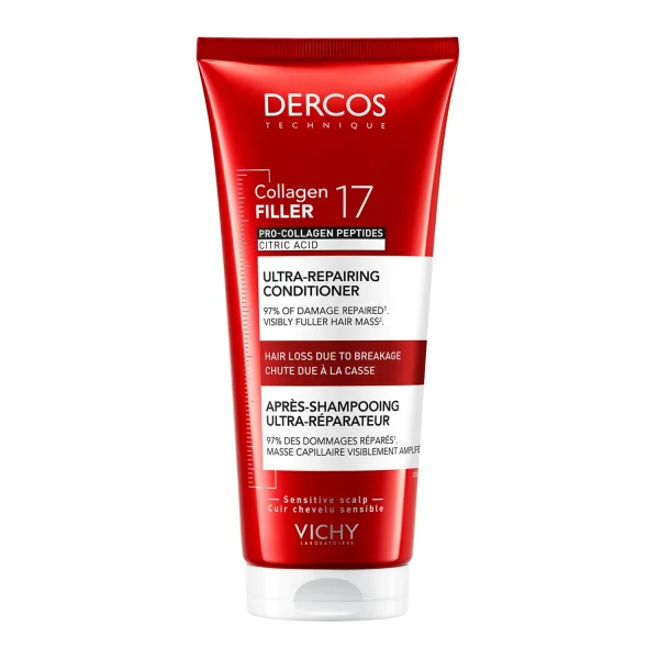 Vichy Dercos Collagen 17 Filler Ultra-Repairing Treatment, ultraregenerująca odżywka do włosów, 200 ml
