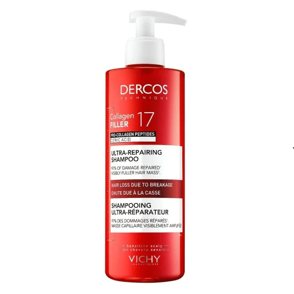 Vichy Dercos Collagen 17 Filler, ultraregenerujący szampon do włosów, 400 ml