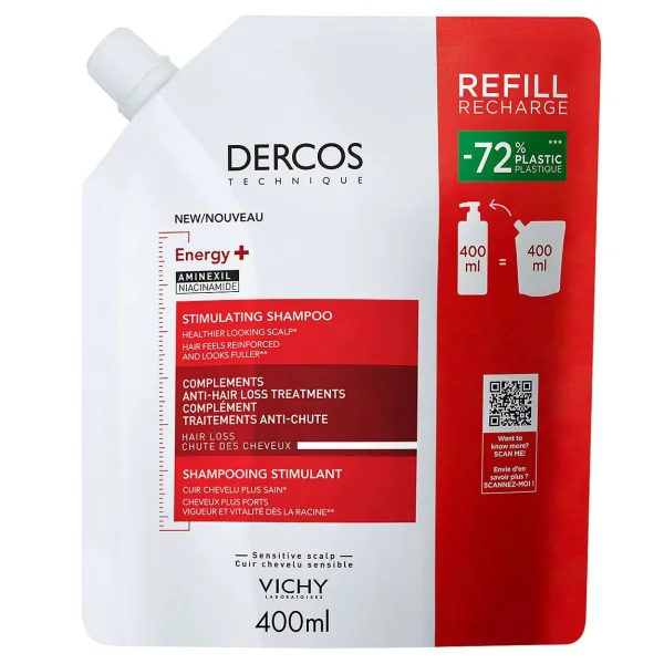 Vichy Dercos Energy+, szampon wzmacniający włosy, zapas, 400 ml