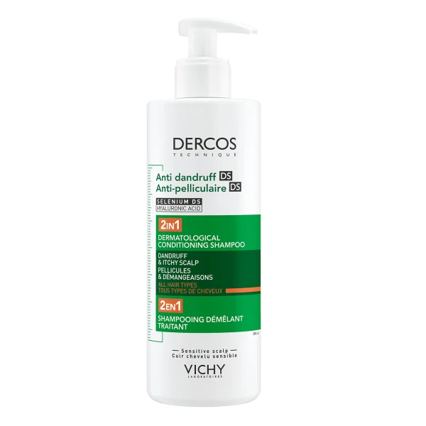 Vichy Dercos Anti Dandruff DS, szampon przeciwłupieżowy z odżywką 2w1, 390 ml