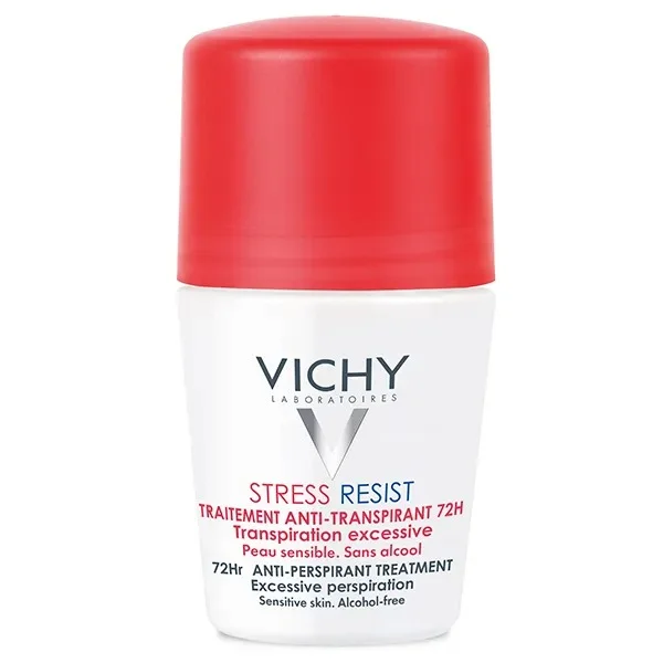 Vichy Stress Resist, antyperspirant roll-on, intensywna kuracja przeciw poceniu się, 72h, 50 ml