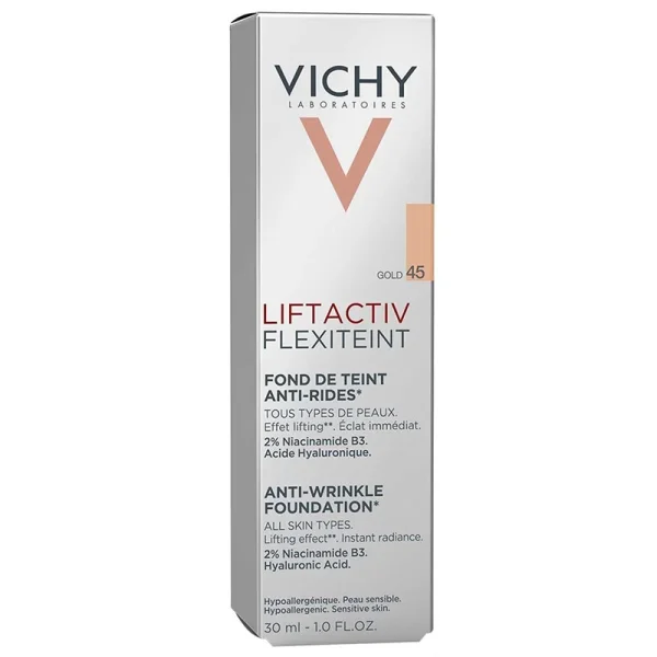 Vichy Liftactiv Flexiteint, podkład wygładzający zmarszczki, SPF 20, nr 45, gold, 30 ml