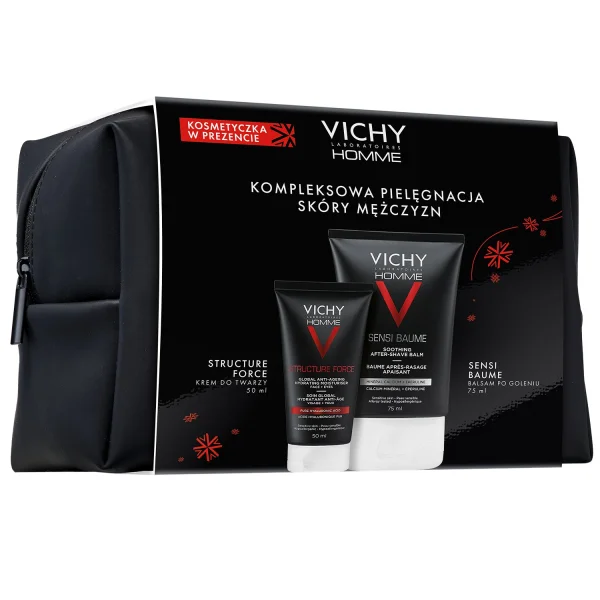 Zestaw Vichy Homme Structure Force, krem do twarzy dla mężczyzn, 50 ml + Sensi Baume Mineral Ca, kojący balsam po goleniu, 75 ml
