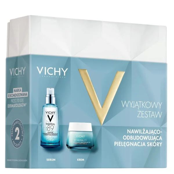 Zestaw Vichy Mineral 89, Booster nawilżająco-wzmacniający, 50 ml+ bogaty krem do twarzy, 50ml