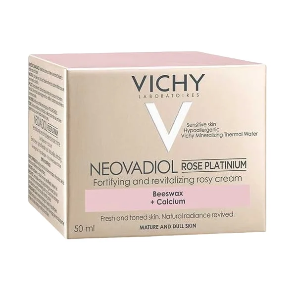 Vichy Neovadiol Rose Platinium, różany krem do twarzy wzmacniająco-rewitalizujący dla skóry dojrzałej, pozbawionej blasku, 50 ml