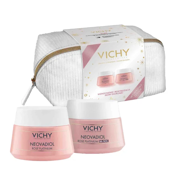 Zestaw Vichy Neovadiol Rose Platinium, różany krem do twarzy wzmacniająco-rewitalizujący, 50 ml + różany krem do twarzy na noc, 50 ml