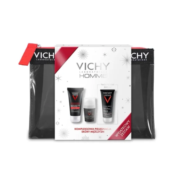 Zestaw Vichy Homme, Structure Force, przeciwzmarszczkowy krem, 50 ml + antyperspirant, 50 ml + Hydra-Mag C, żel pod prysznic, 200 ml