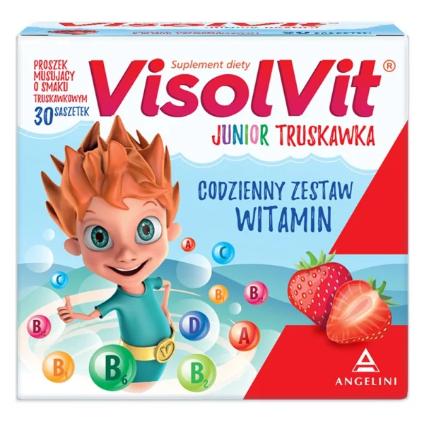 Visolvit Junior Strawberry, dla dzieci powyżej 3 lat, 30 saszetek