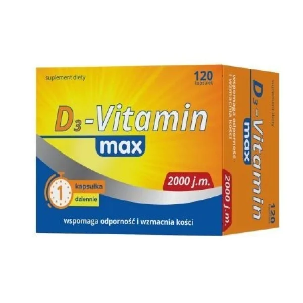 D3-Vitamin max, witamina D 2000 j., 120 kapsułek