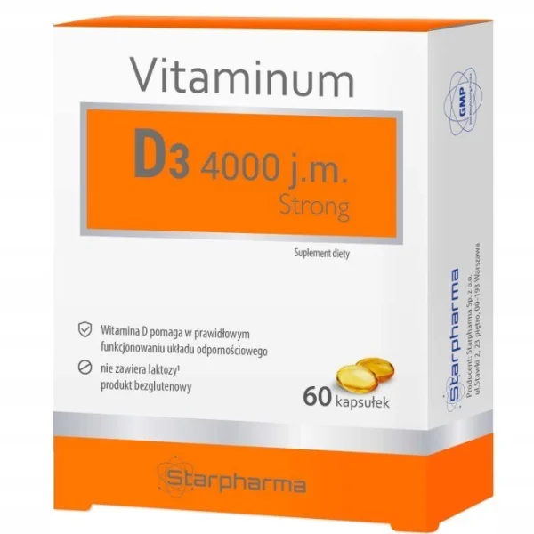 Vitaminum D3 4000 j.m. Strong, kapsułki wspomagające układ odpornościowy, 60 sztuk