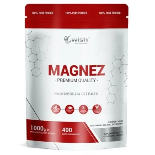 Wish Magnez, cytrynian magnezu, 1000 g
