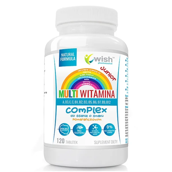 Wish Multiwitamina Complex Junior, smak pomarańczowy, 120 tabletek do ssania