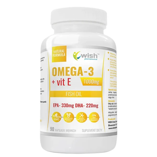 Wish, Omega-3 + witamina E 1000 mg, 90 kapsułek miękkich