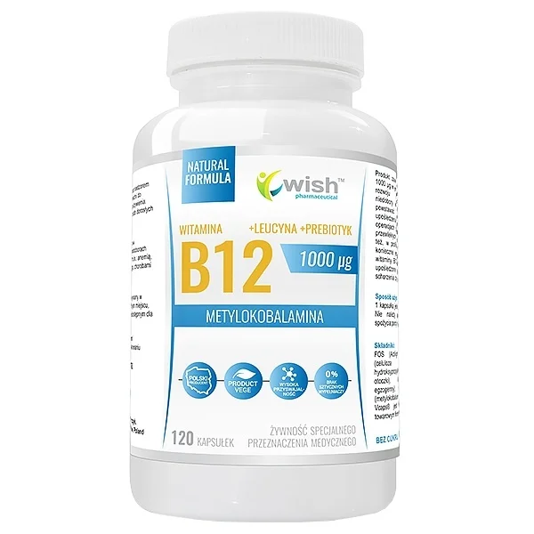 Wish Witamina B12 1000 µg + prebiotyk, 120 kapsułek