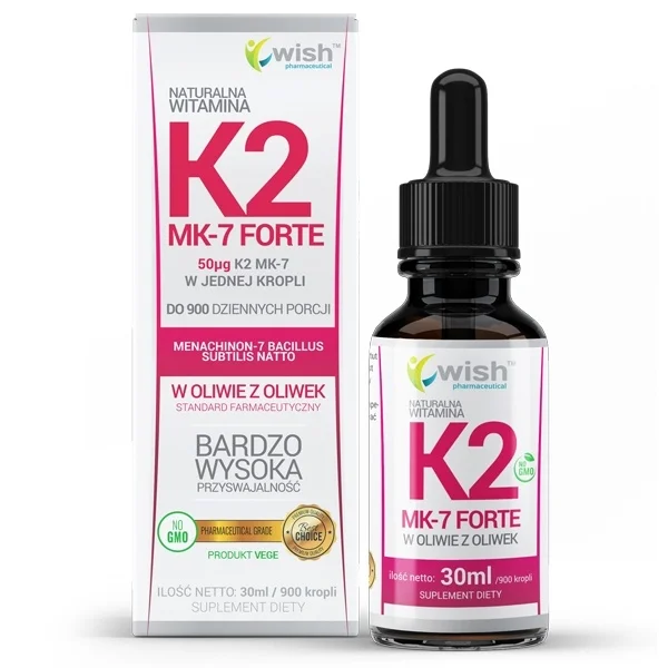 Wish K2 MK-7 Forte 50 μg, witamina K, 30 ml
