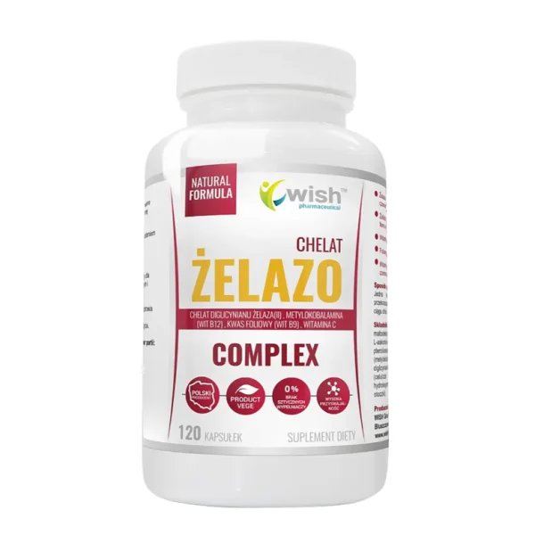 Wish Żelazo Chelat Complex, 120 kapsułek