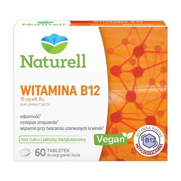 Naturell Witamina B12 10 µg, 60 tabletek do rozgryzania i żucia