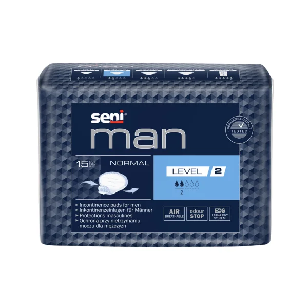 Seni Man, wkładki urologiczne dla mężczyzn, Normal, 19 x 23,5 cm, Level 2, 15 sztuk