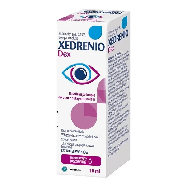 Xedrenio Dex, nawilżające krople do oczu z deksopantenolem, 10 ml