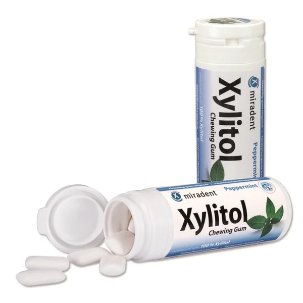 Miradent Xylitol, guma do żucia z ksylitolem, smak mięty pieprzowej, 30 sztuk