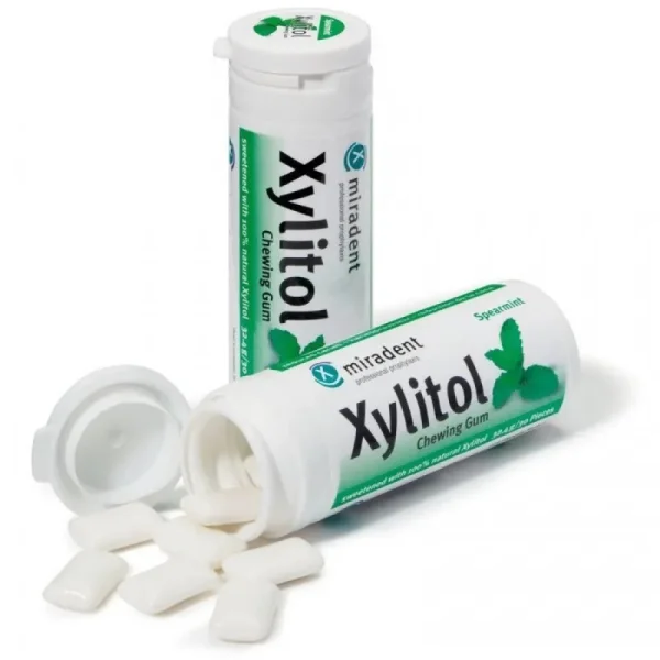 Miradent Xylitol, guma do żucia z ksylitolem, smak zielonej mięty, 30 sztuk