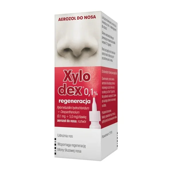 Xylodex 0,1% 0,1 mg + 5 mg, aerozol do nosa, dla dorosłych i dzieci powyżej 6 lat, 10 ml