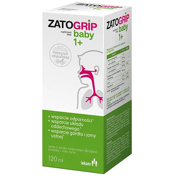ZatoGrip Baby 1+, syrop dla dzieci, smak malinowy, 120 ml