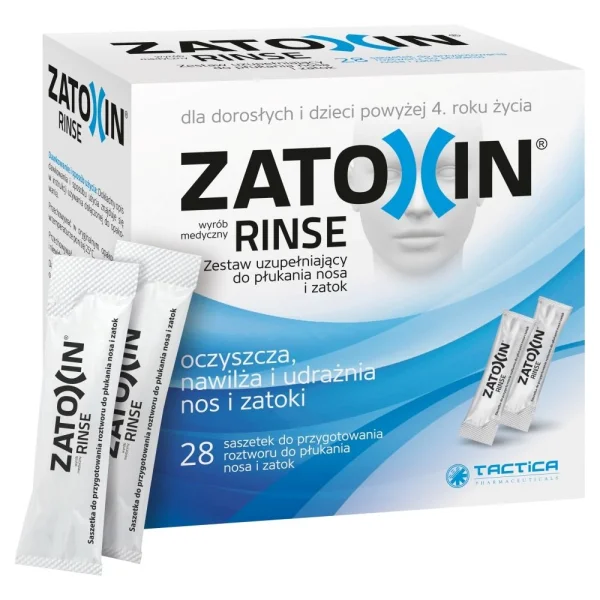 Zatoxin Rinse, zestaw uzupełniający do płukania nosa i zatok dla dorosłych i dzieci powyżej 4 roku, 3,2 g x 28 saszetek