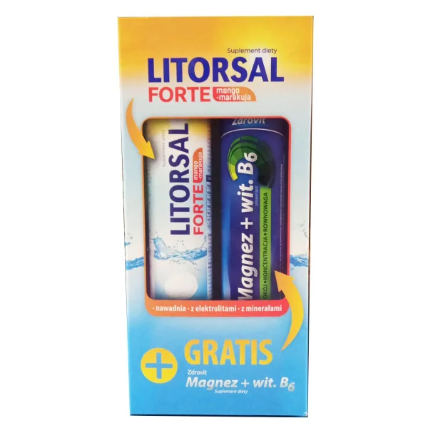 Zdrovit Litorsal Forte, 20 tabletek musujących + Magnez + witamina B6, 24 tabletki musujące