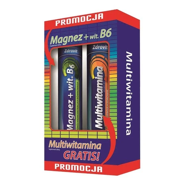 Zdrovit Magnez z witaminą B6, 24 tabletki musujące + Multiwitamina, 20 tabletek musujących
