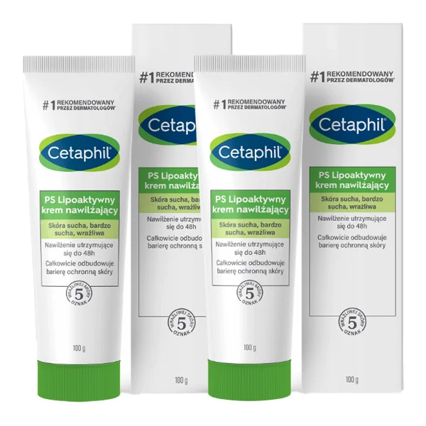 Zestaw 2 x Cetaphil PS, lipoaktywny krem nawilżający, skóra sucha, bardzo sucha, wrażliwa, 100 g