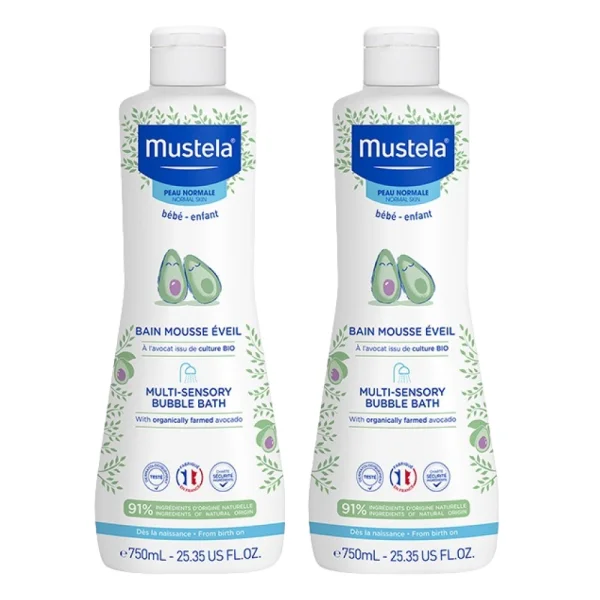 Zestaw 2 x Mustela Bebe Enfant, płyn Bąbelkowa Kąpiel od 1 dnia życia, 750 ml